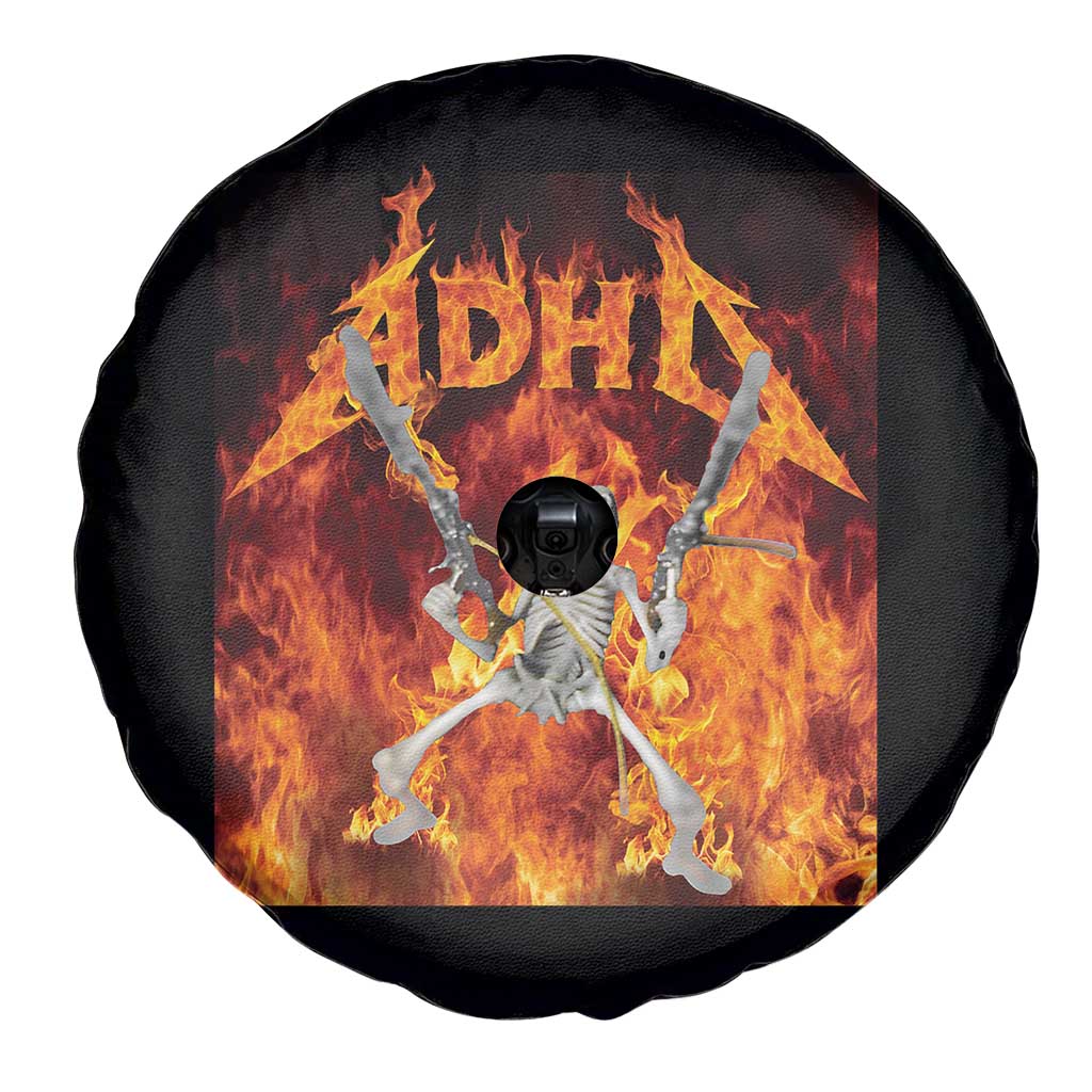 Funny Skeleton ADHD Spare Tire Cover Meme Flames Neurodivergent Gen Z - Wonder Print Shop