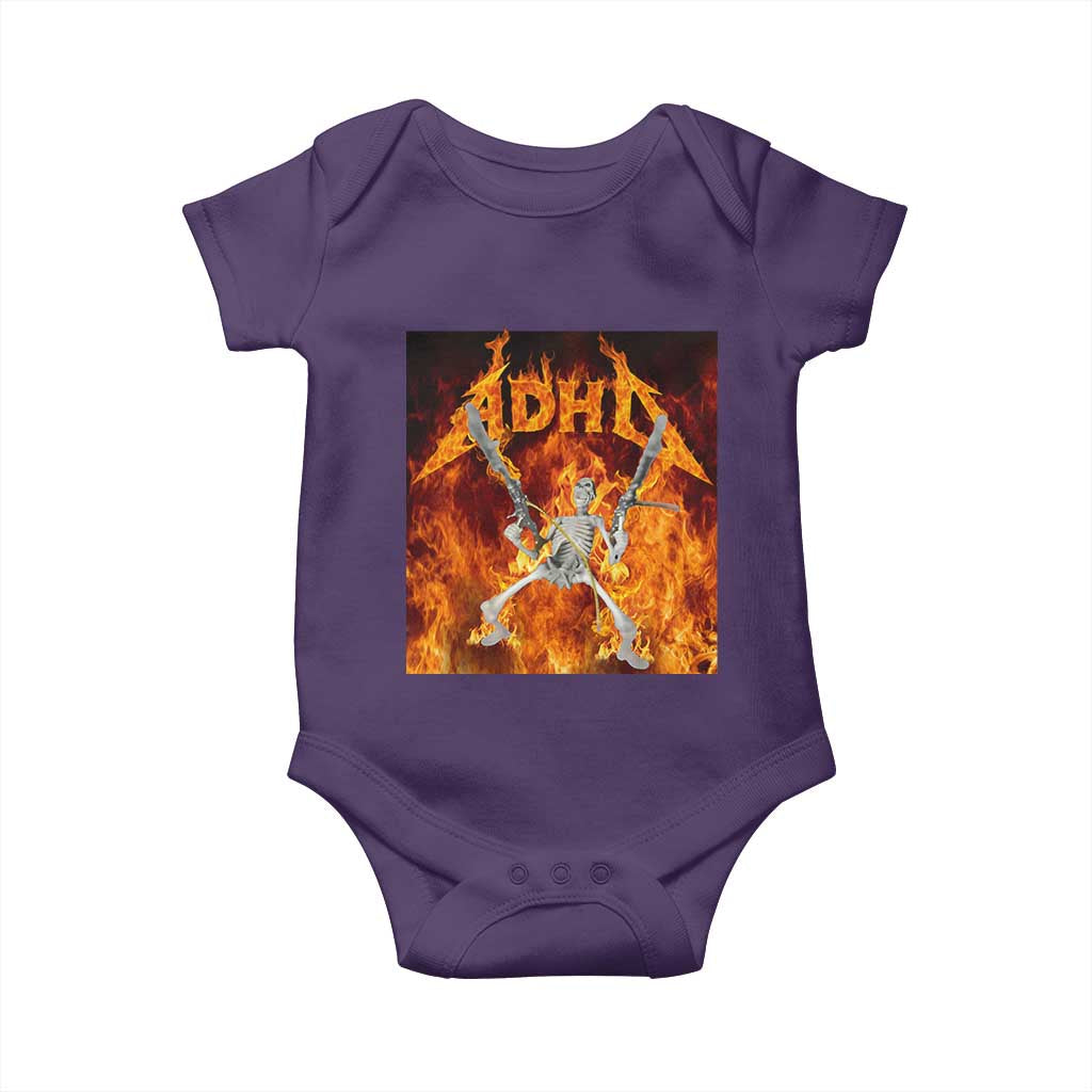 Funny Skeleton ADHD Baby Onesie Meme Flames Neurodivergent Gen Z - Wonder Print Shop