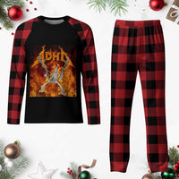 Funny Skeleton ADHD Plaid Pajama Set Meme Flames Neurodivergent Gen Z - Wonder Print Shop