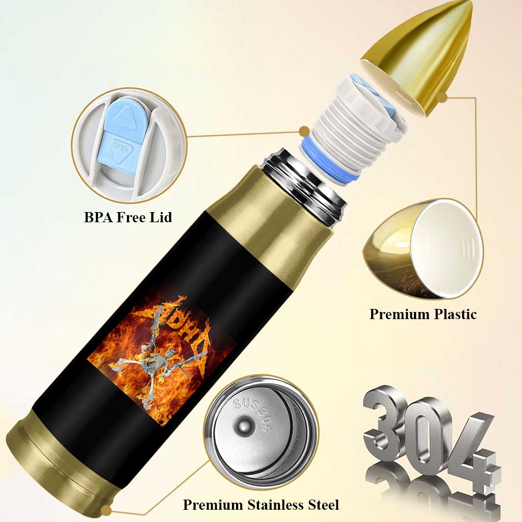Funny Skeleton ADHD Bullet Tumbler Meme Flames Neurodivergent Gen Z - Wonder Print Shop