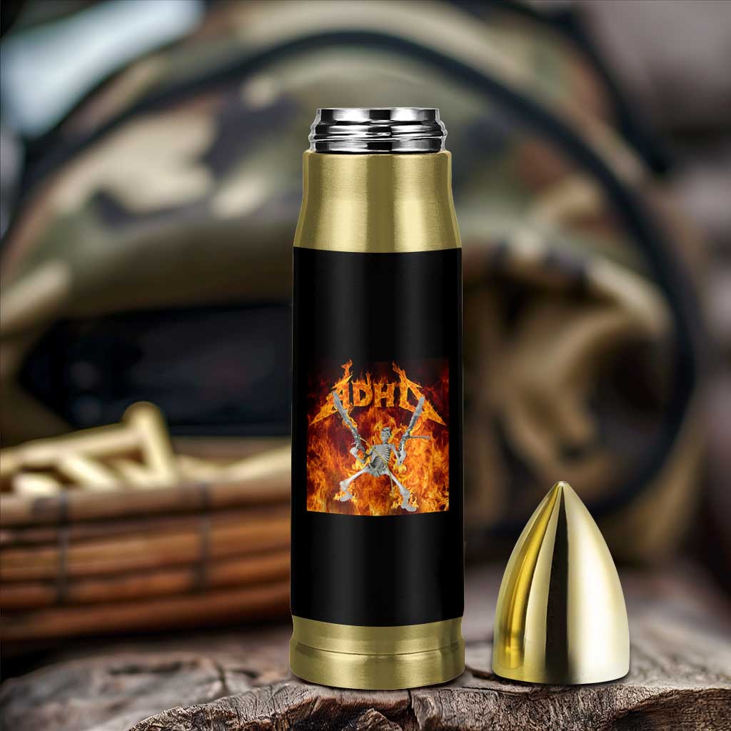 Funny Skeleton ADHD Bullet Tumbler Meme Flames Neurodivergent Gen Z - Wonder Print Shop