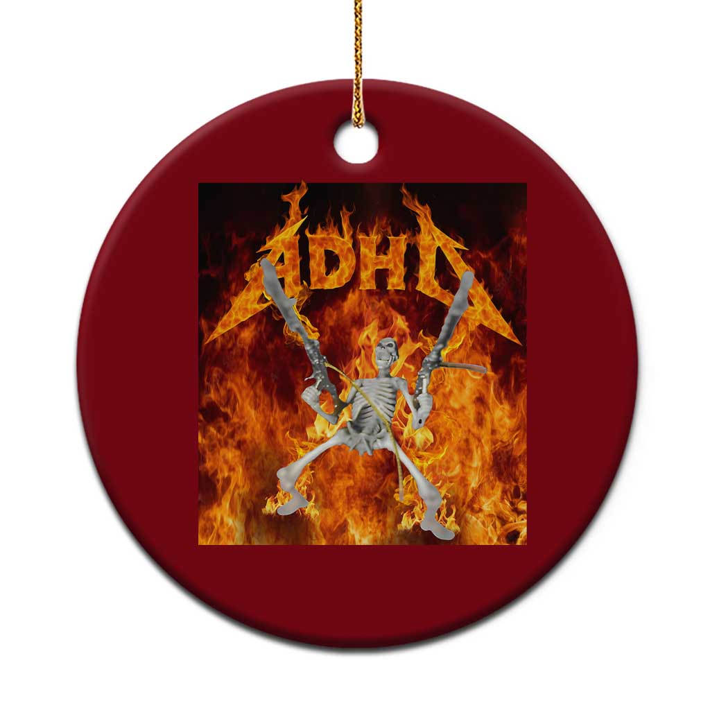 Funny Skeleton ADHD Ceramic Ornament Meme Flames Neurodivergent Gen Z - Wonder Print Shop