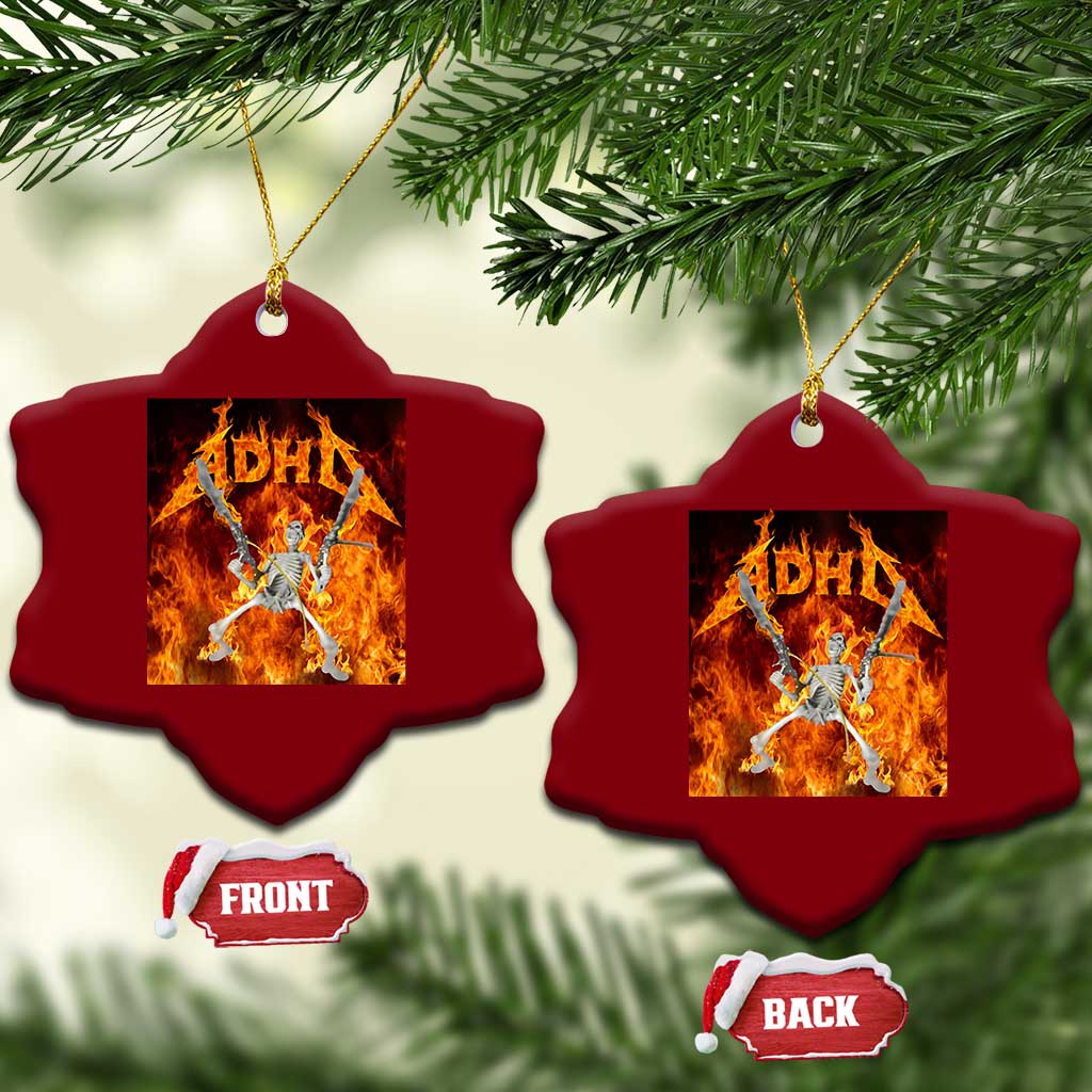 Funny Skeleton ADHD Ceramic Ornament Meme Flames Neurodivergent Gen Z - Wonder Print Shop