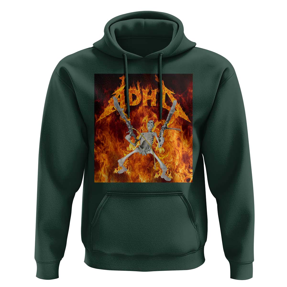 Funny Skeleton ADHD Hoodie Meme Flames Neurodivergent Gen Z - Wonder Print Shop