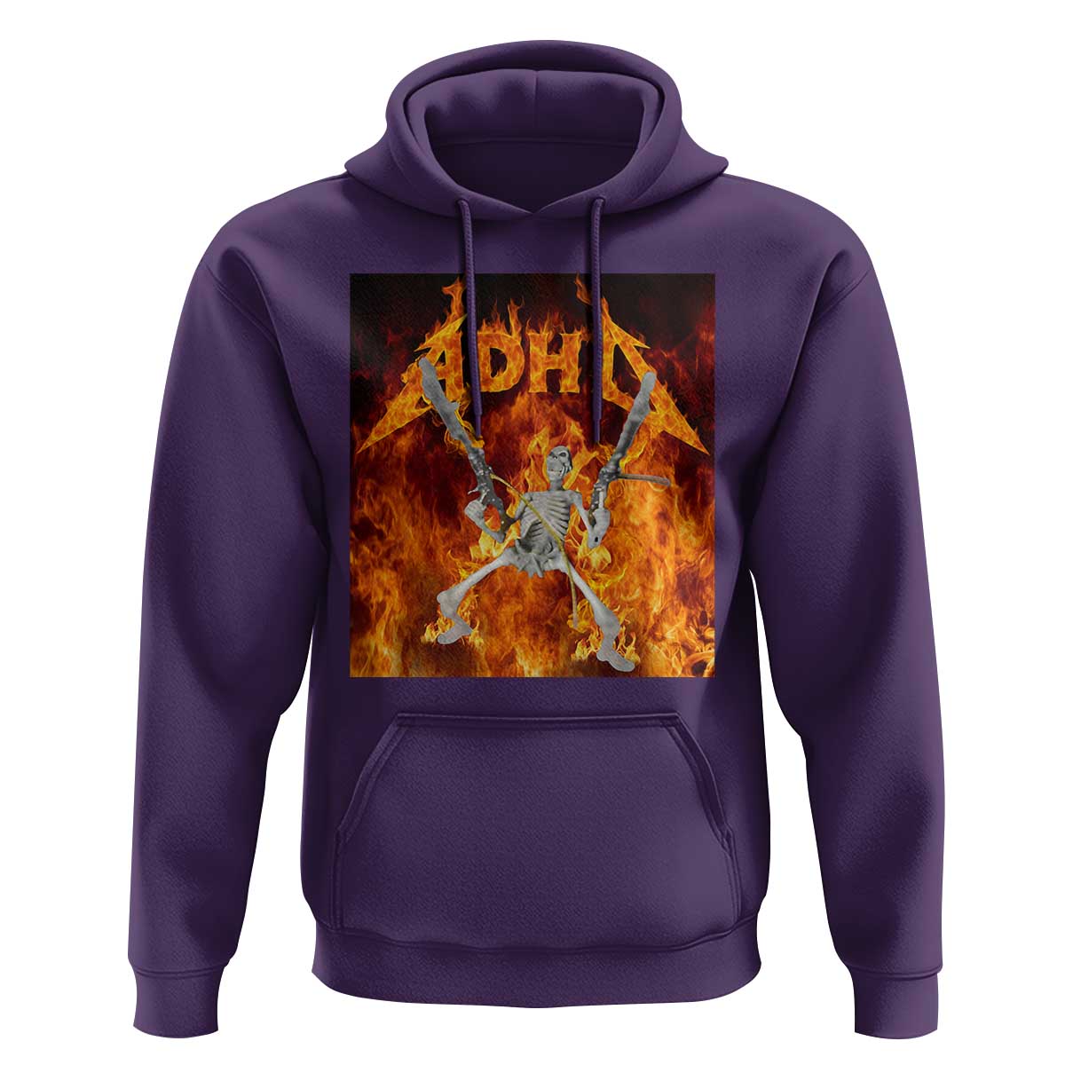 Funny Skeleton ADHD Hoodie Meme Flames Neurodivergent Gen Z - Wonder Print Shop