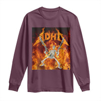 Funny Skeleton ADHD Long Sleeve Shirt Meme Flames Neurodivergent Gen Z - Wonder Print Shop