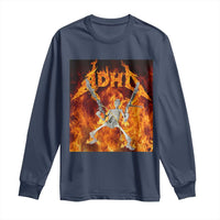 Funny Skeleton ADHD Long Sleeve Shirt Meme Flames Neurodivergent Gen Z - Wonder Print Shop