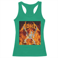 Funny Skeleton ADHD Racerback Tank Top Meme Flames Neurodivergent Gen Z - Wonder Print Shop