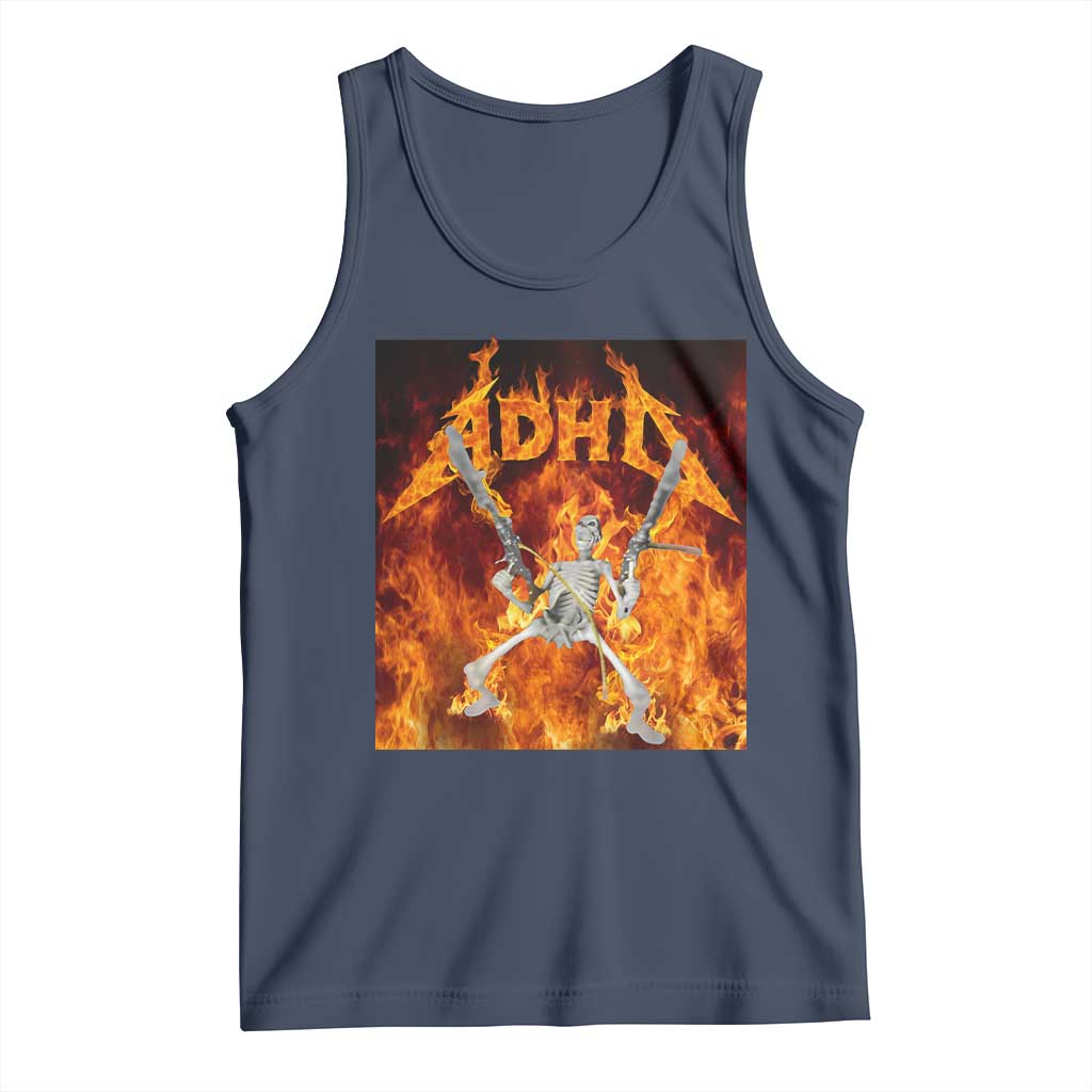Funny Skeleton ADHD Tank Top Meme Flames Neurodivergent Gen Z - Wonder Print Shop