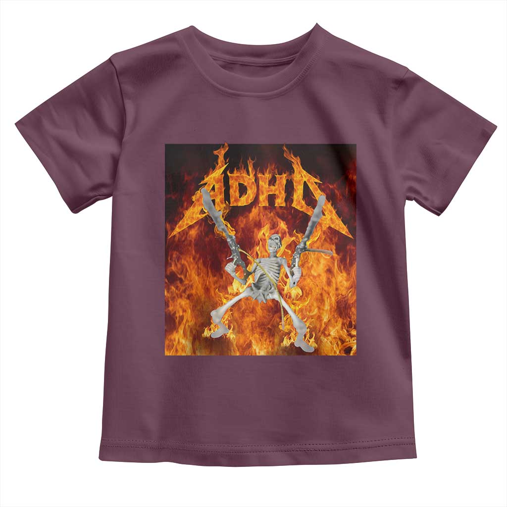 Funny Skeleton ADHD Toddler T Shirt Meme Flames Neurodivergent Gen Z - Wonder Print Shop