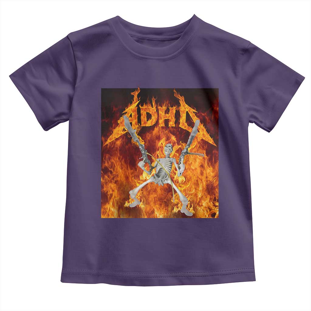 Funny Skeleton ADHD Toddler T Shirt Meme Flames Neurodivergent Gen Z - Wonder Print Shop