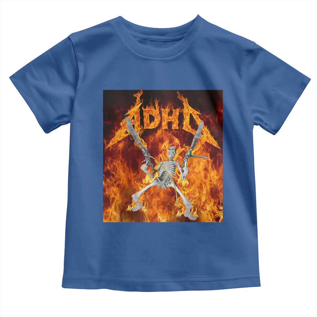 Funny Skeleton ADHD Toddler T Shirt Meme Flames Neurodivergent Gen Z - Wonder Print Shop