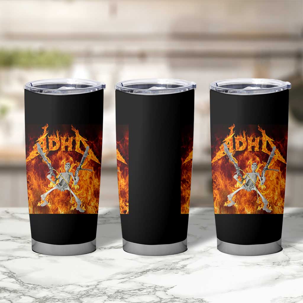 Funny Skeleton ADHD Tumbler Cup Meme Flames Neurodivergent Gen Z - Wonder Print Shop
