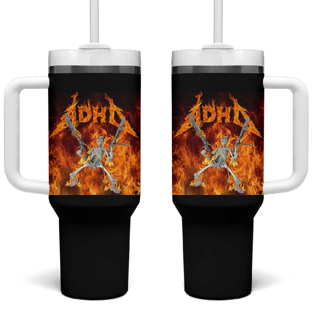 Funny Skeleton ADHD Tumbler With Handle Meme Flames Neurodivergent Gen Z - Wonder Print Shop