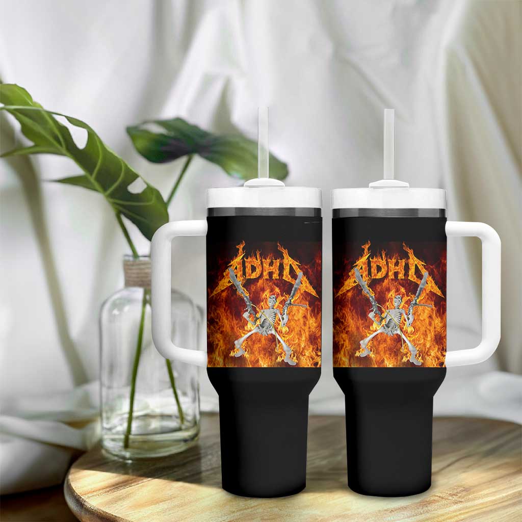 Funny Skeleton ADHD Tumbler With Handle Meme Flames Neurodivergent Gen Z - Wonder Print Shop