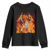 Funny Skeleton ADHD Youth Sweatshirt Meme Flames Neurodivergent Gen Z - Wonder Print Shop