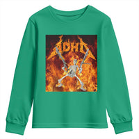 Funny Skeleton ADHD Youth Sweatshirt Meme Flames Neurodivergent Gen Z - Wonder Print Shop