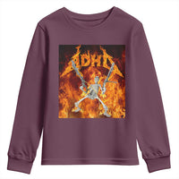 Funny Skeleton ADHD Youth Sweatshirt Meme Flames Neurodivergent Gen Z - Wonder Print Shop