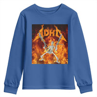 Funny Skeleton ADHD Youth Sweatshirt Meme Flames Neurodivergent Gen Z - Wonder Print Shop