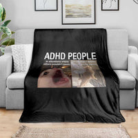ADHD Cat Meme Throw Blanket Funny Panic Cat Mental Health Awareness - Wonder Print Shop