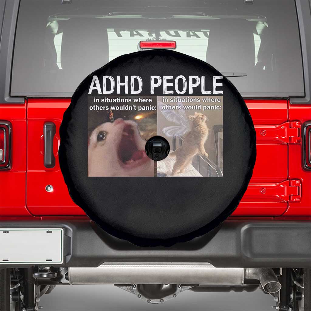 ADHD Cat Meme Spare Tire Cover Funny Panic Cat Mental Health Awareness - Wonder Print Shop