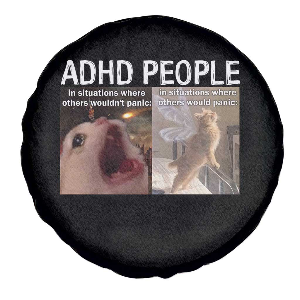 ADHD Cat Meme Spare Tire Cover Funny Panic Cat Mental Health Awareness - Wonder Print Shop