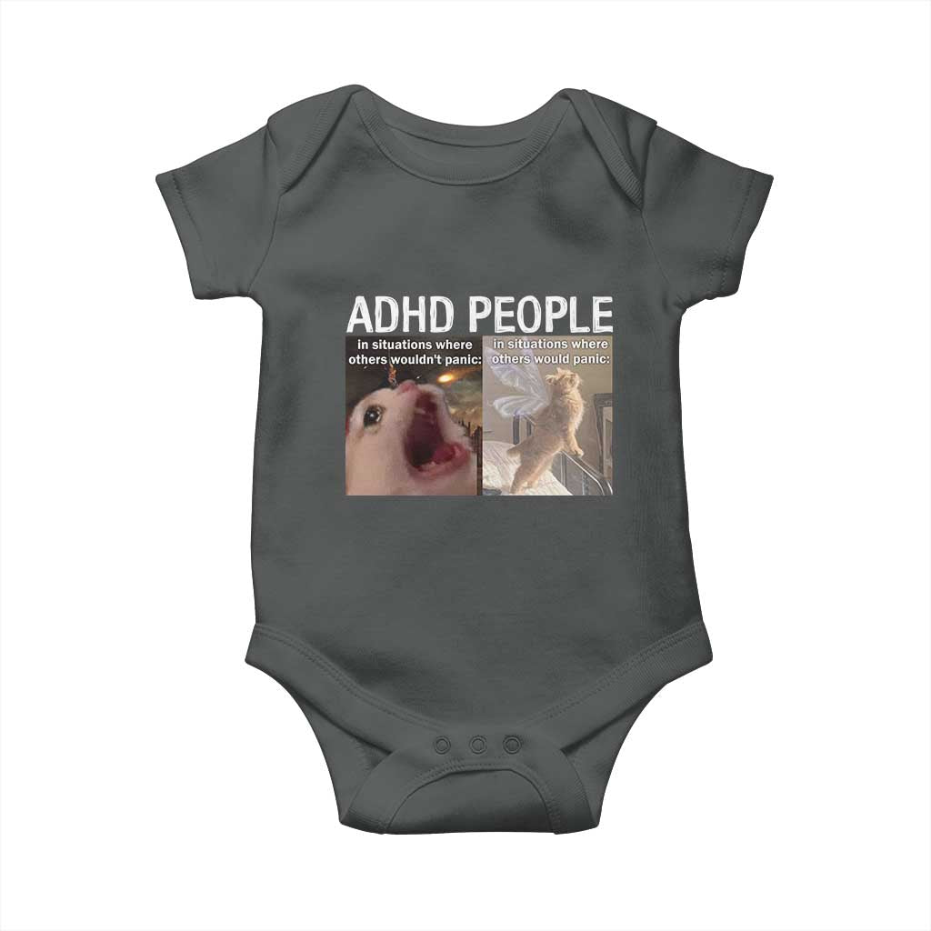 ADHD Cat Meme Baby Onesie Funny Panic Cat Mental Health Awareness - Wonder Print Shop
