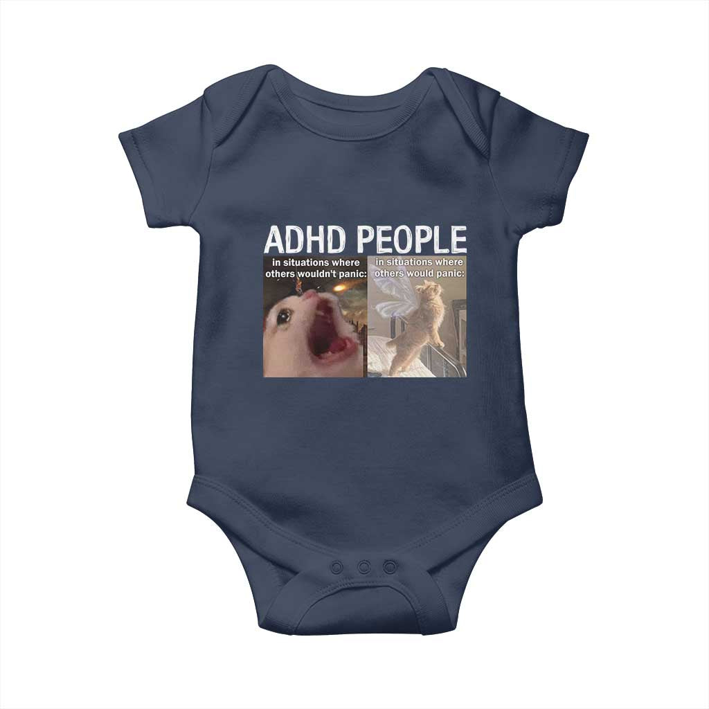 ADHD Cat Meme Baby Onesie Funny Panic Cat Mental Health Awareness - Wonder Print Shop