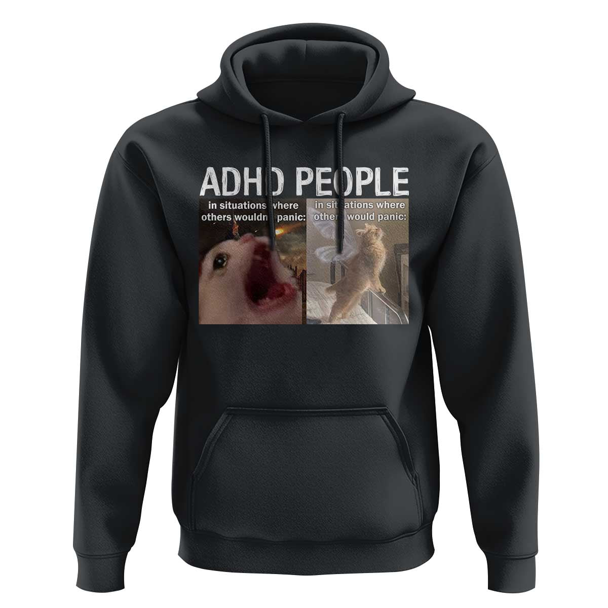 ADHD Cat Meme Hoodie Funny Panic Cat Mental Health Awareness - Wonder Print Shop