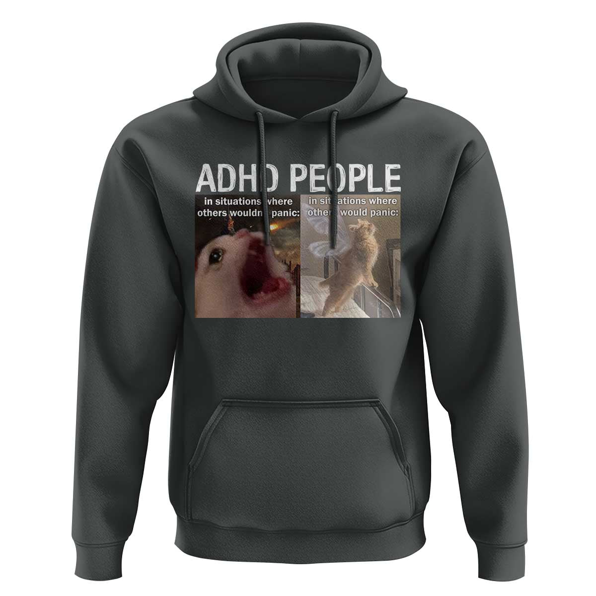 ADHD Cat Meme Hoodie Funny Panic Cat Mental Health Awareness - Wonder Print Shop