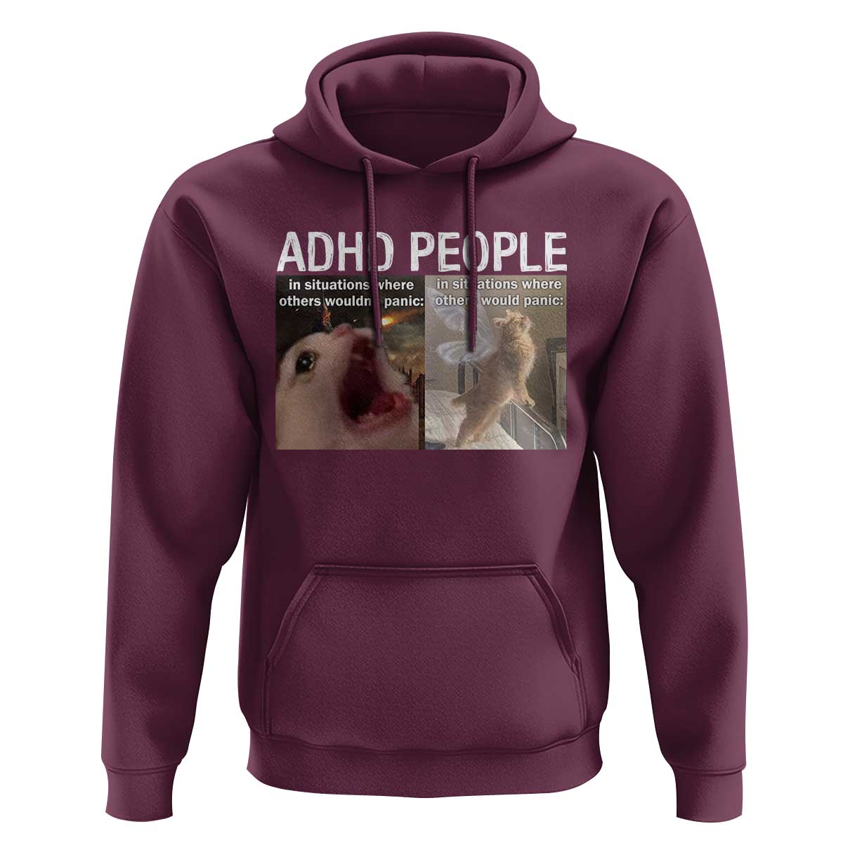 ADHD Cat Meme Hoodie Funny Panic Cat Mental Health Awareness - Wonder Print Shop