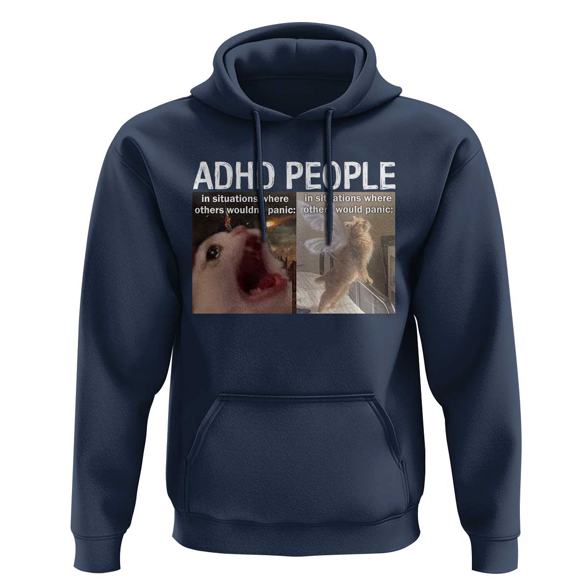 ADHD Cat Meme Hoodie Funny Panic Cat Mental Health Awareness - Wonder Print Shop