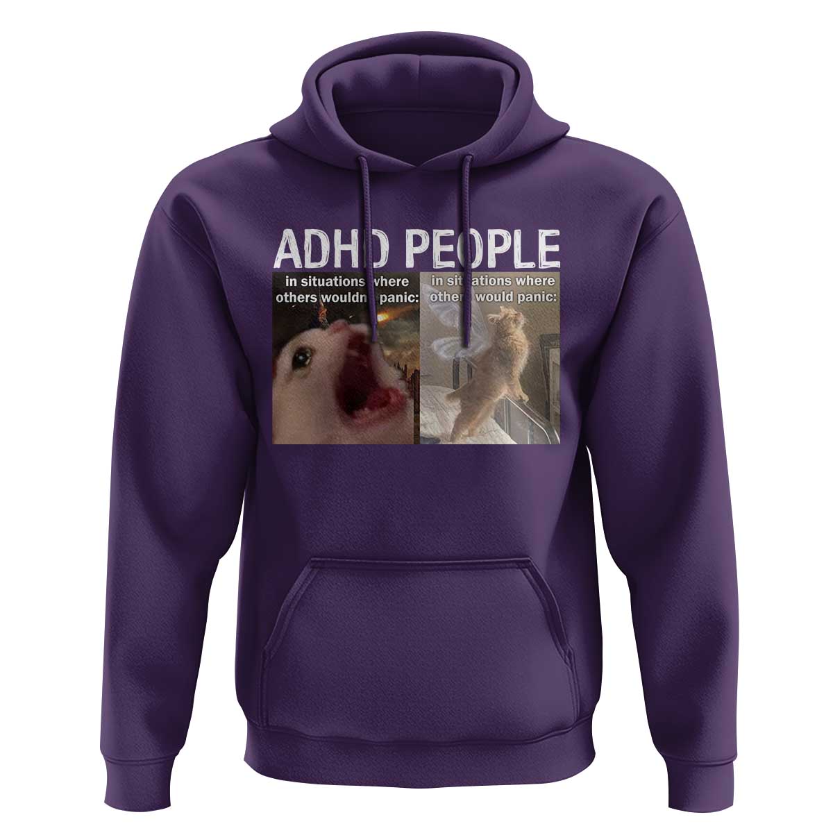 ADHD Cat Meme Hoodie Funny Panic Cat Mental Health Awareness - Wonder Print Shop