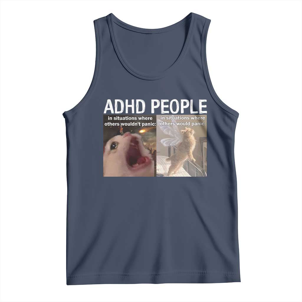 ADHD Cat Meme Tank Top Funny Panic Cat Mental Health Awareness - Wonder Print Shop