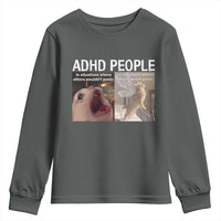ADHD Cat Meme Youth Sweatshirt Funny Panic Cat Mental Health Awareness - Wonder Print Shop