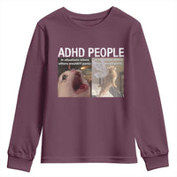ADHD Cat Meme Youth Sweatshirt Funny Panic Cat Mental Health Awareness - Wonder Print Shop