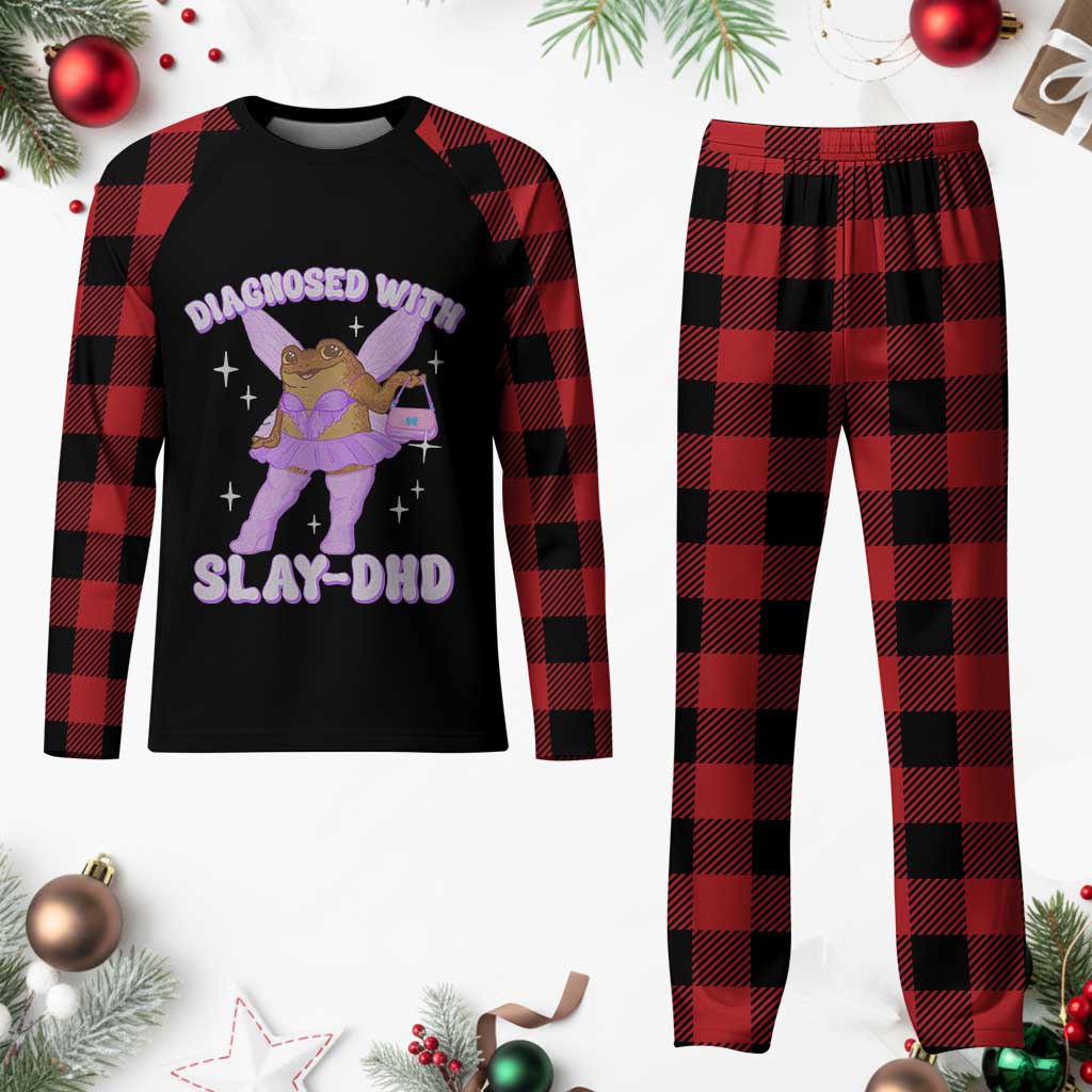 ADHD Meme Plaid Pajama Set Funny Slay DHD Frog Neurodivergent - Wonder Print Shop
