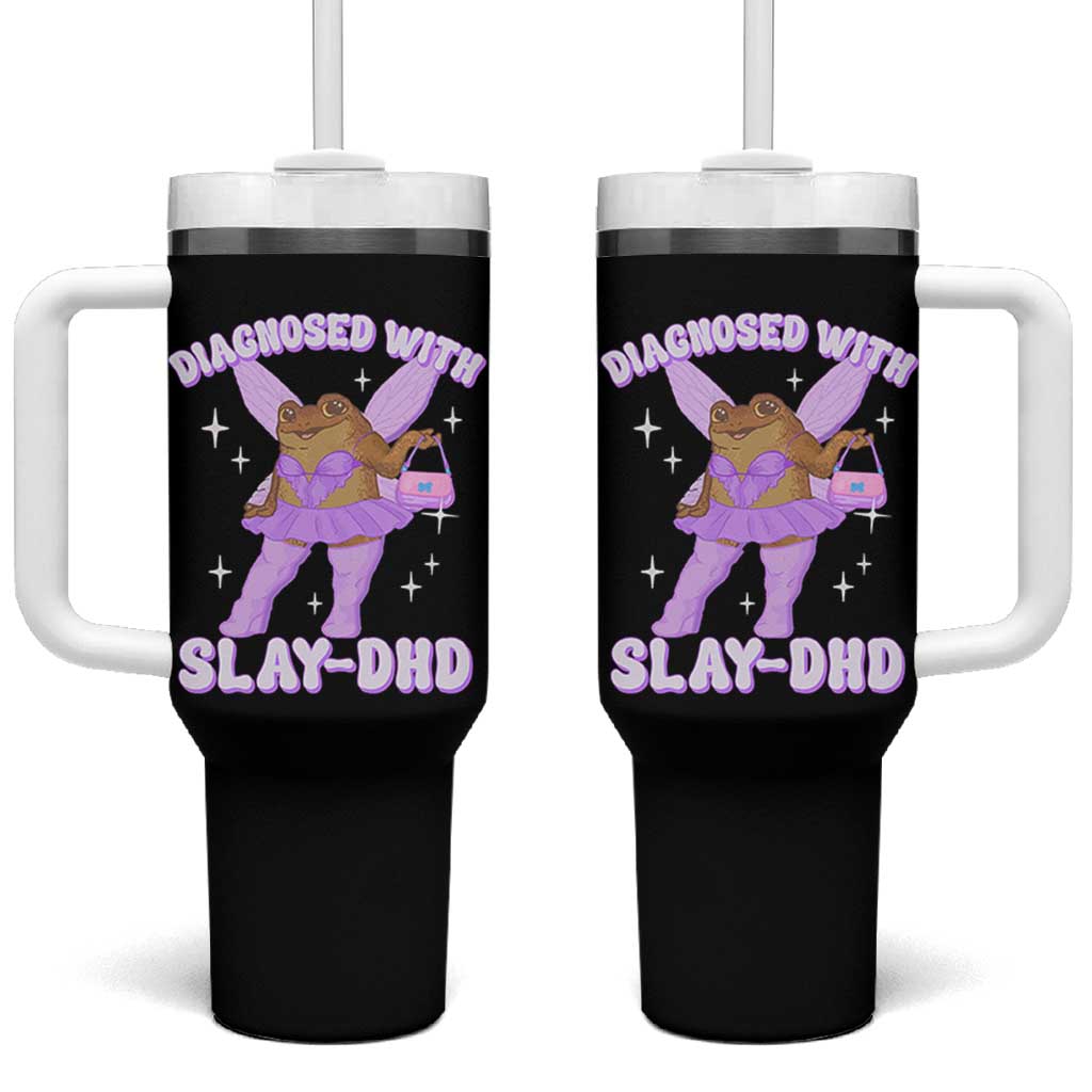ADHD Meme Tumbler With Handle Funny Slay DHD Frog Neurodivergent - Wonder Print Shop