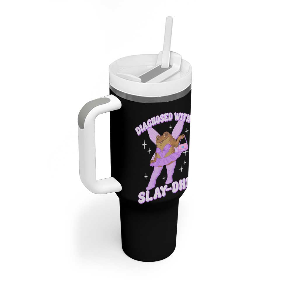 ADHD Meme Tumbler With Handle Funny Slay DHD Frog Neurodivergent - Wonder Print Shop