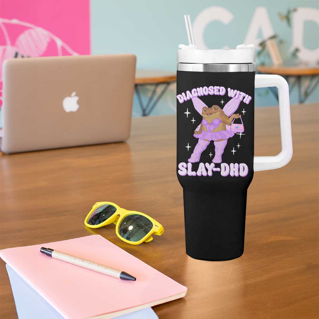 ADHD Meme Tumbler With Handle Funny Slay DHD Frog Neurodivergent - Wonder Print Shop