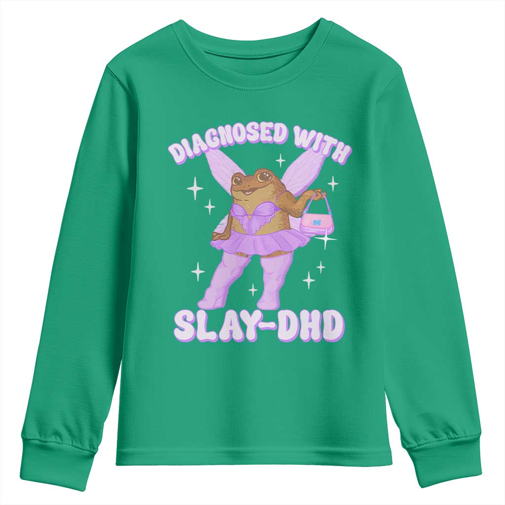 ADHD Meme Youth Sweatshirt Funny Slay DHD Frog Neurodivergent - Wonder Print Shop