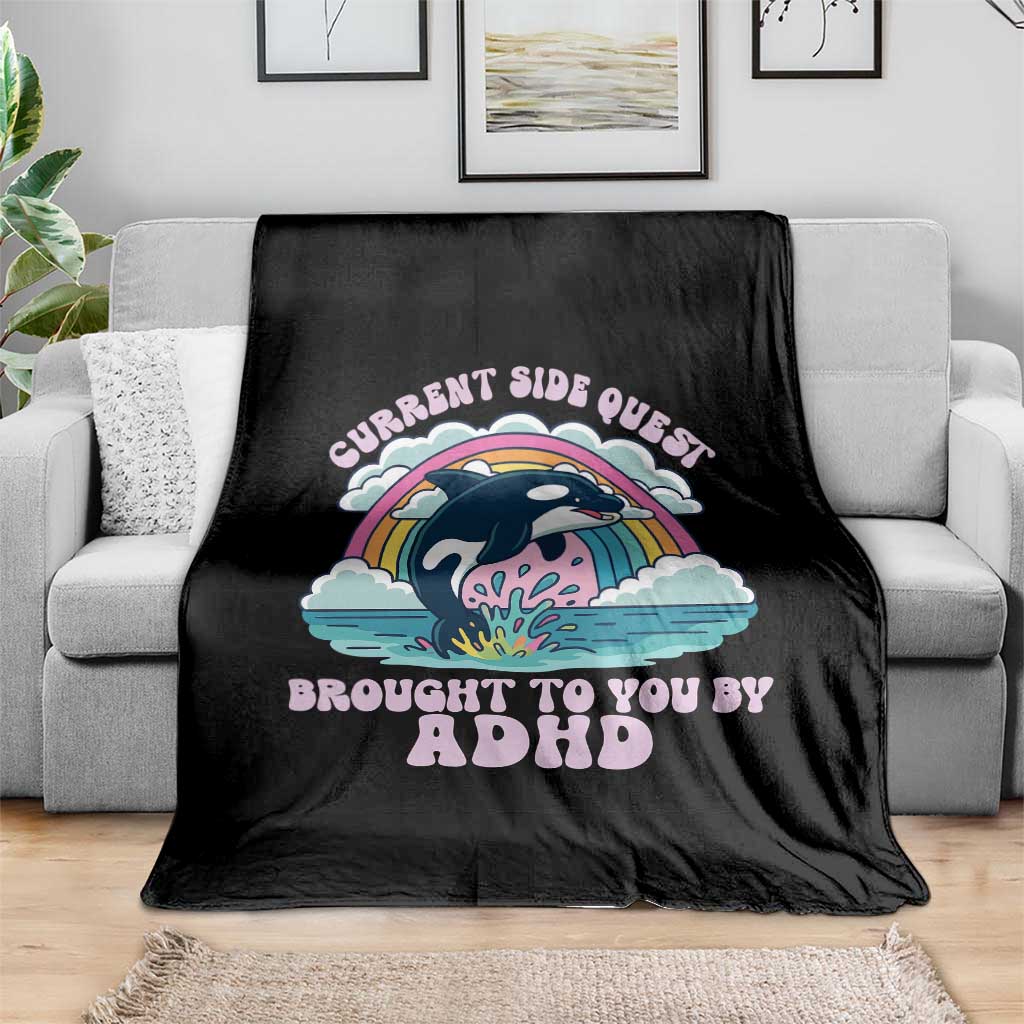 Side Quest ADHD Throw Blanket Funny Neurodivergent Meme - Wonder Print Shop