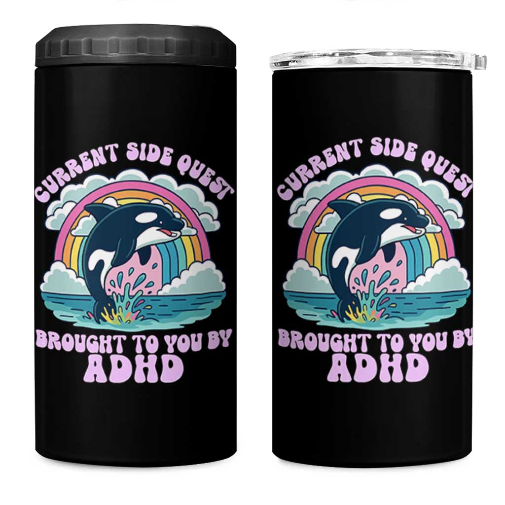 Side Quest ADHD 4 in 1 Can Cooler Tumbler Funny Neurodivergent Meme - Wonder Print Shop