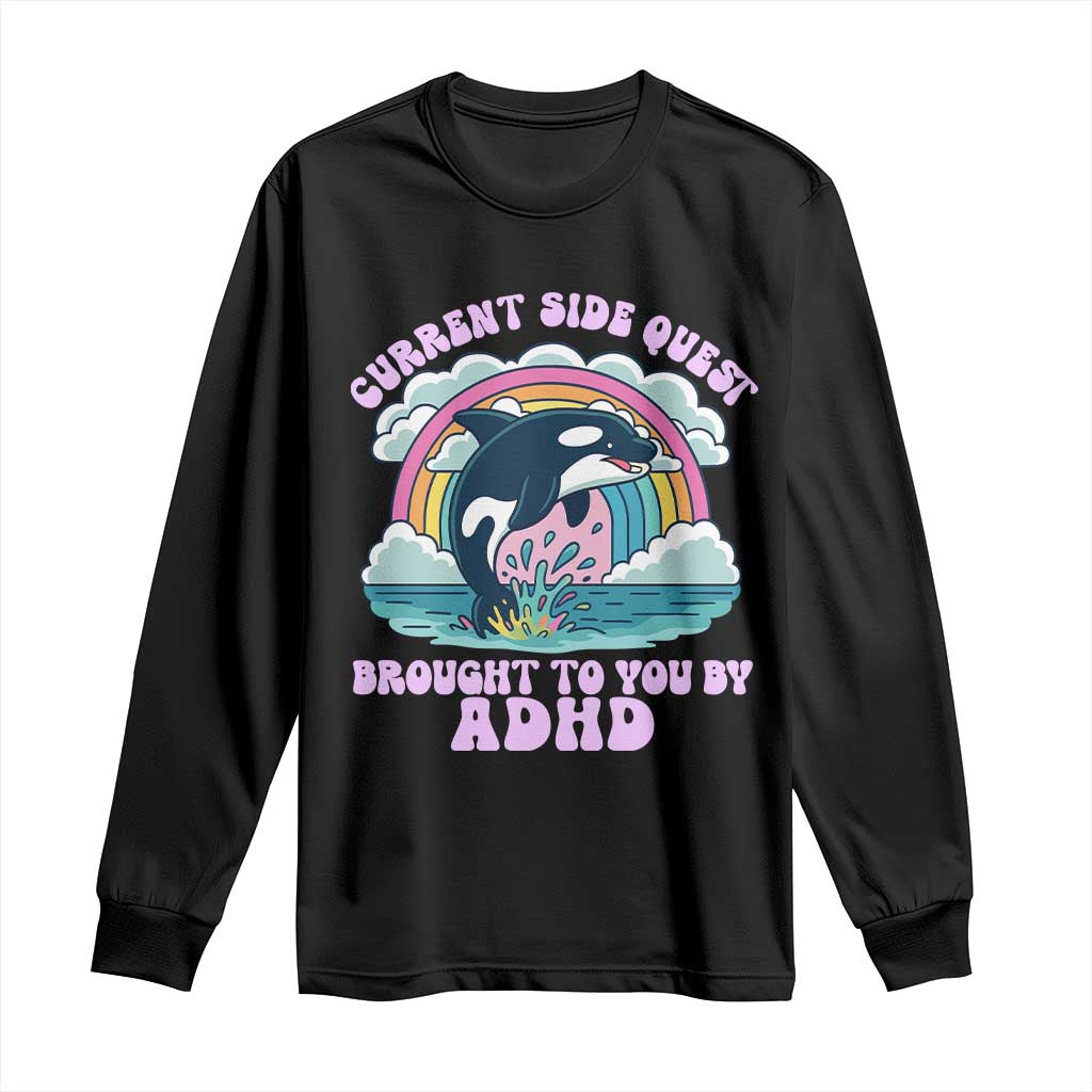 Side Quest ADHD Long Sleeve Shirt Funny Neurodivergent Meme - Wonder Print Shop