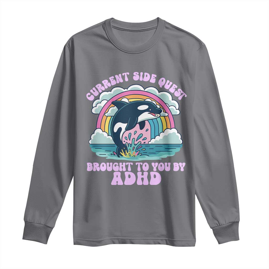 Side Quest ADHD Long Sleeve Shirt Funny Neurodivergent Meme - Wonder Print Shop