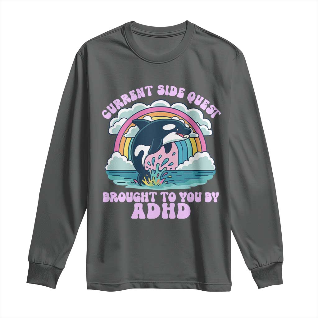 Side Quest ADHD Long Sleeve Shirt Funny Neurodivergent Meme - Wonder Print Shop