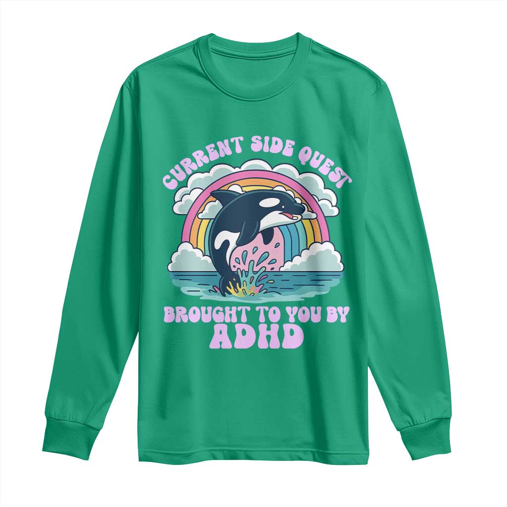 Side Quest ADHD Long Sleeve Shirt Funny Neurodivergent Meme - Wonder Print Shop