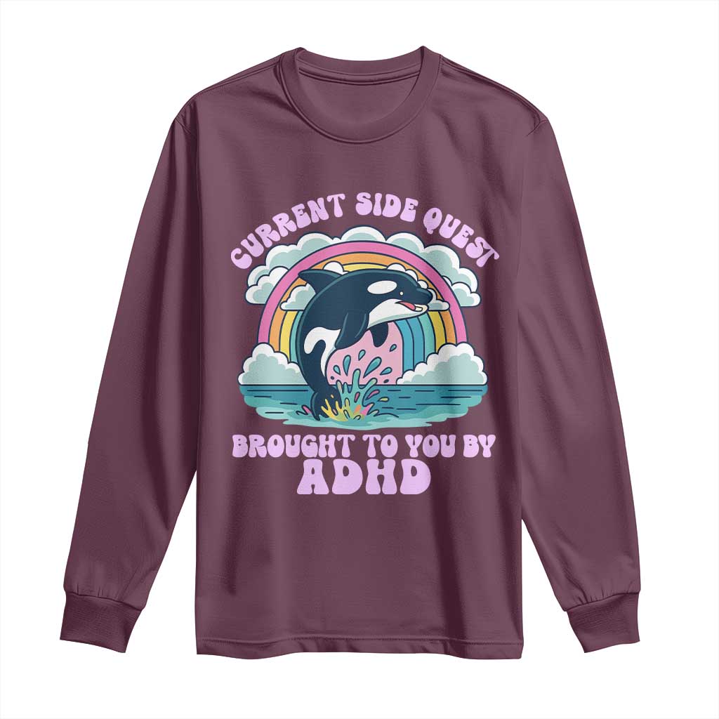 Side Quest ADHD Long Sleeve Shirt Funny Neurodivergent Meme - Wonder Print Shop