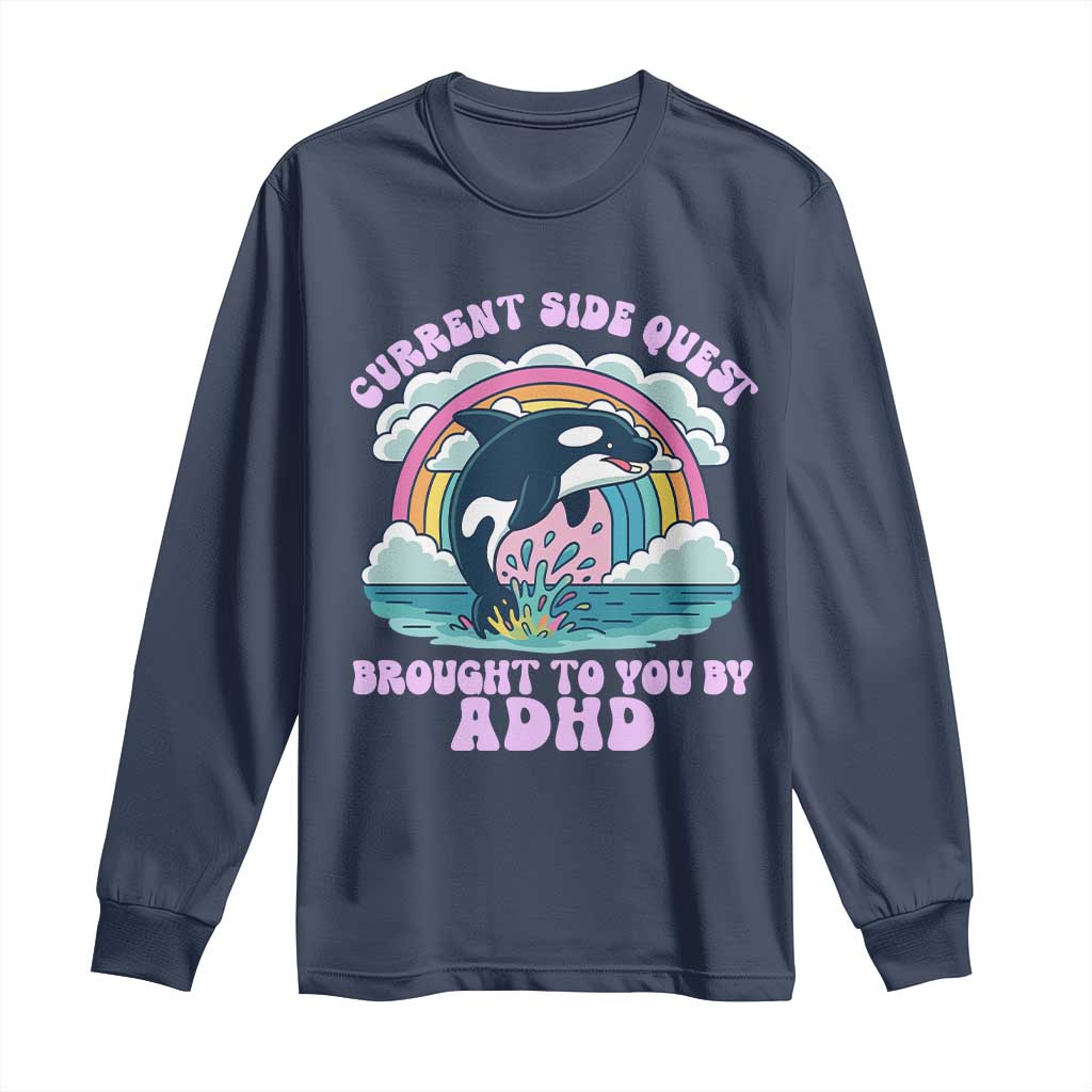 Side Quest ADHD Long Sleeve Shirt Funny Neurodivergent Meme - Wonder Print Shop