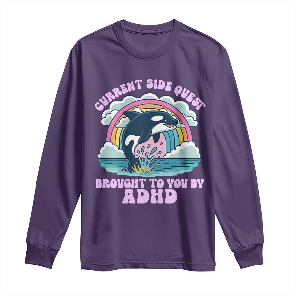 Side Quest ADHD Long Sleeve Shirt Funny Neurodivergent Meme - Wonder Print Shop